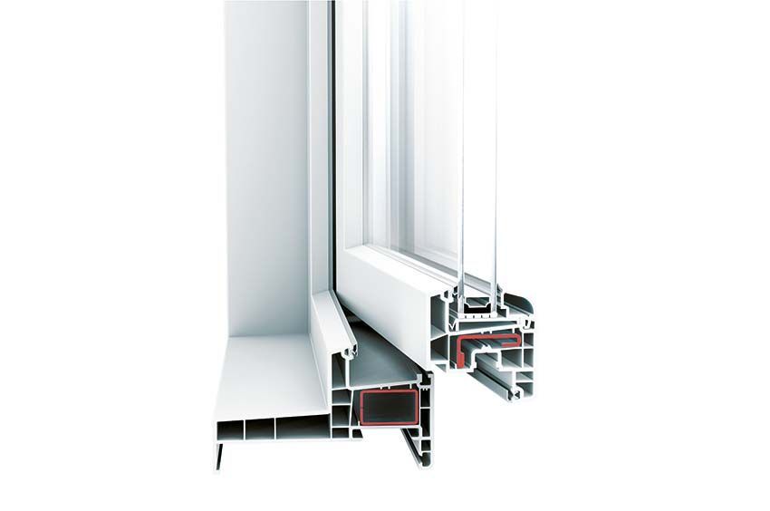 Brochure présentant des fenêtres et des portes dans divers styles de design intérieurs modernes.