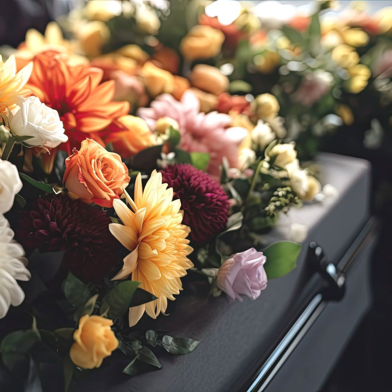 Fleurs sur cercueil