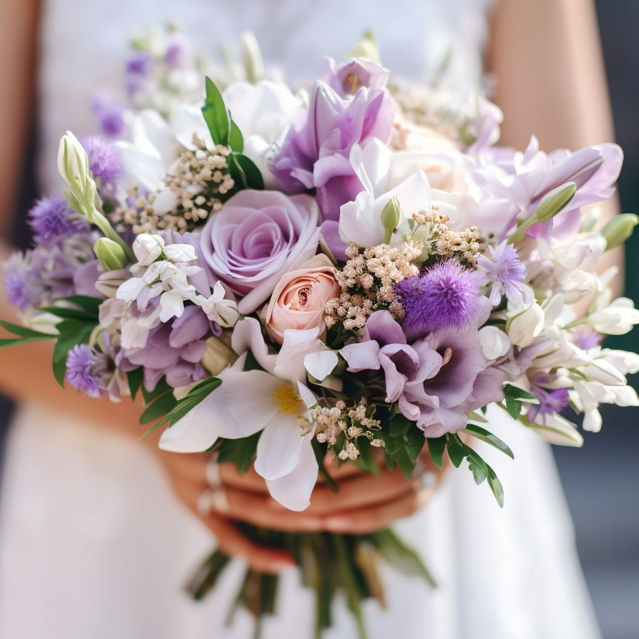 Bouquet de mariée violet et blanc