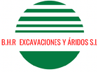 A green and white logo for b.h.r excavaciones y aridos s.l.