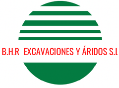 A green and white logo for b.h.r excavaciones y aridos s.l.