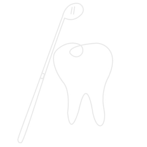 Contorno de un espejo dental al lado de un diente.