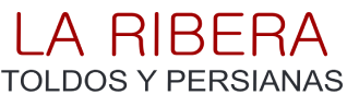 La rivera toldos y persianas logo on a white background