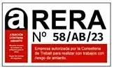 Un cartel rojo y blanco que dice rera n° 58/ab/23.