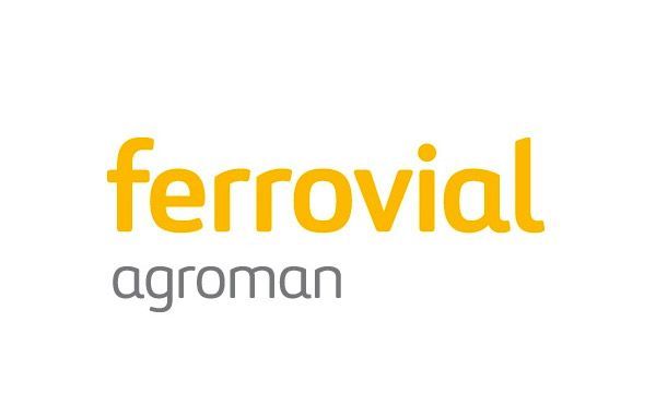 El logotipo de Ferrovial Agroman es amarillo y negro sobre fondo blanco.