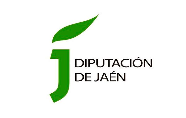 Un logotipo para la Diputación de Jaén con una hoja verde.