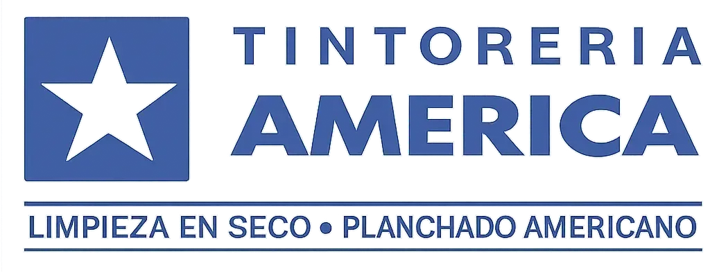 Logotipo de Tintorería América, que presenta una estrella blanca sobre un cuadrado azul junto al texto azul