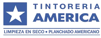 Logotipo de Tintorería América, que presenta una estrella blanca dentro de un cuadrado azul