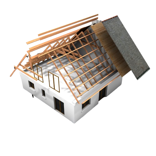 Pose d'une charpente sur un toit