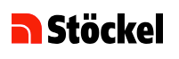 Stöckel-Logo mit rotem Symbol und schwarzem Text auf weißem Hintergrund