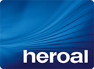 Heroal-Logo auf blauem Farbverlaufshintergrund mit geschwungenen Linien