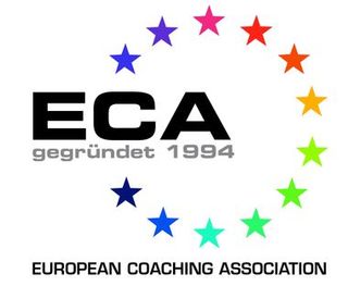 ECA Logo mit fettem Text, umgeben von mehrfarbigen Sternenkreis