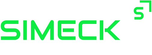 simeck med + design Das Wort Simeck ist in Grün auf weißem Hintergrund geschrieben.