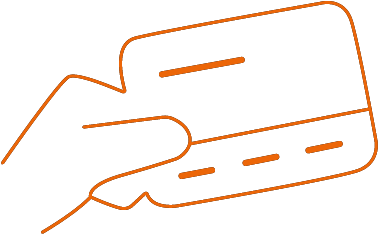 Main dessinée tenant une carte de paiement