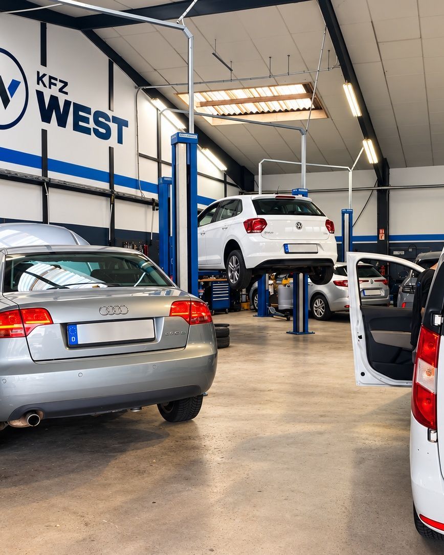 Werkstatt von West KFZ in Köln-Bickendorf mit Hebebühnen