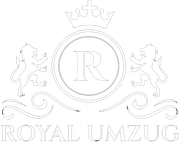 Das Logo von Royal Umzug zeigt eine Krone und zwei Löwen.
