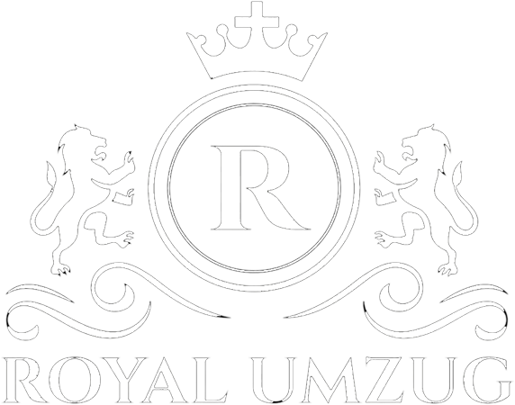 Das Logo von Royal Umzug zeigt eine Krone und zwei Löwen.