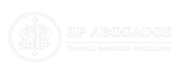 Logotipo con icono de balanza y texto “RAQUEL SP ADVOGADOS” en gris claro sobre fondo blanco