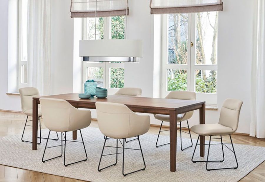 BW, Bielefelder Werkstätten, Esstisch Saloni, Schalenstuhl Cara, Esszimmerstuhl Cara