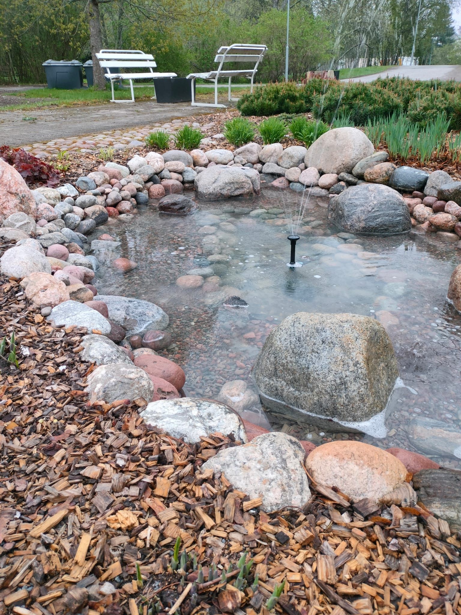 Vesiaihe puutarhassa.