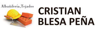 El logo de Cristian Blesa Peña muestra un casco y ladrillos.