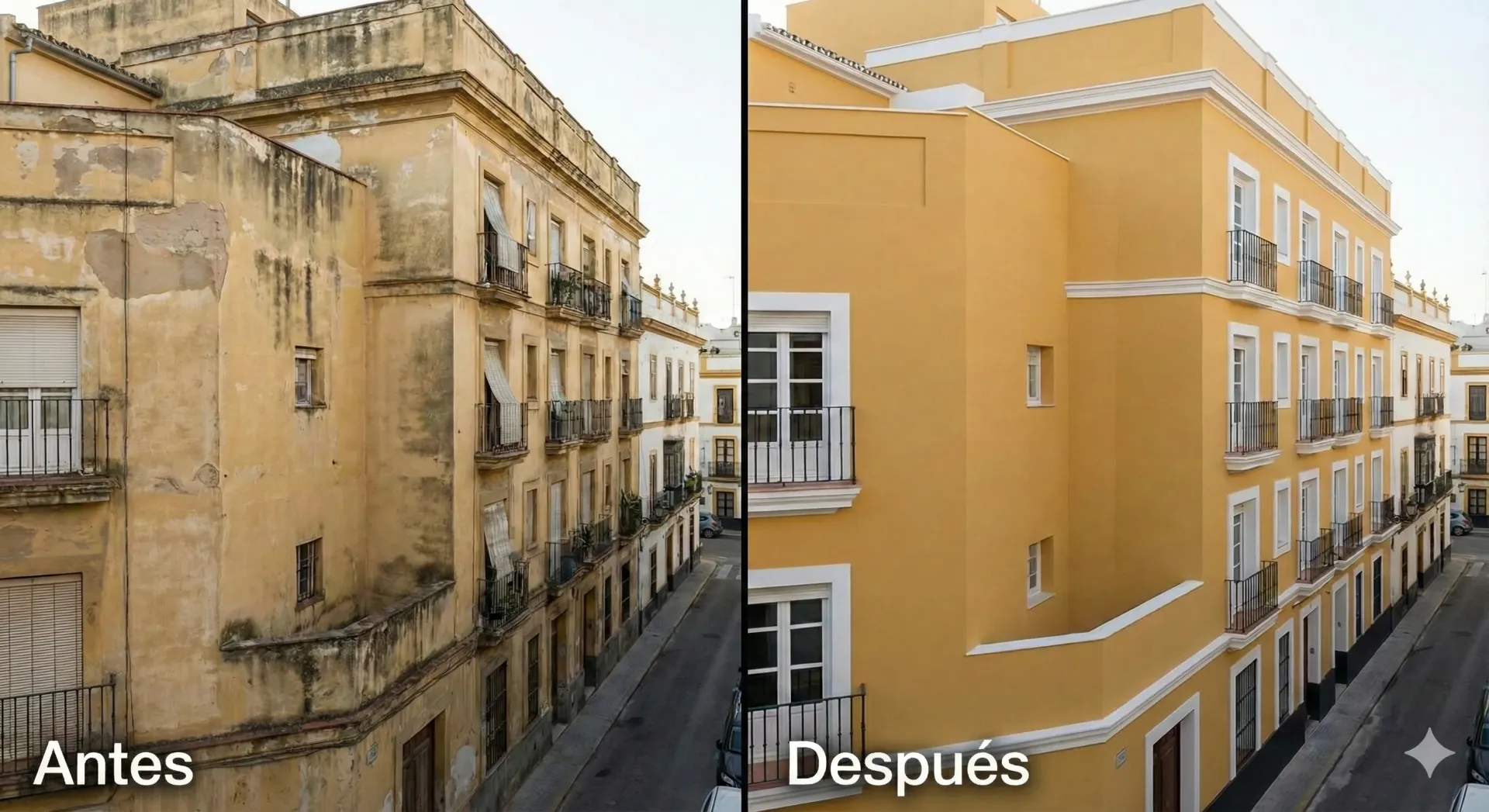fachada de comunidad pintada en sevilla 