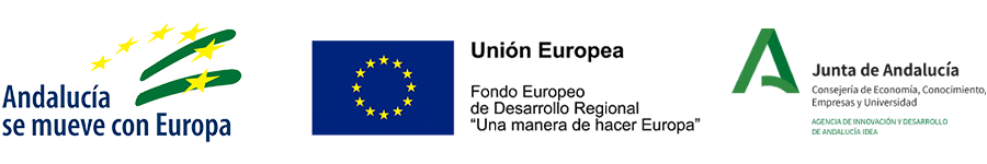 Una imagen borrosa de tres logotipos, incluido uno de Andalucía.