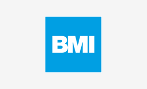 Das BMI-Logo mit weißen, fetten, serifenlosen Buchstaben auf einem einfarbig hellblauen quadratischen Hintergrund.