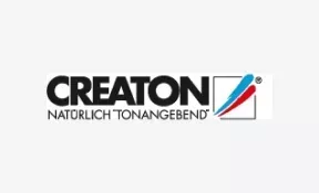 Das Firmenlogo von CREATON mit dem Text 