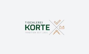 Logo für Tischlerei Korte mit grünem Text, 