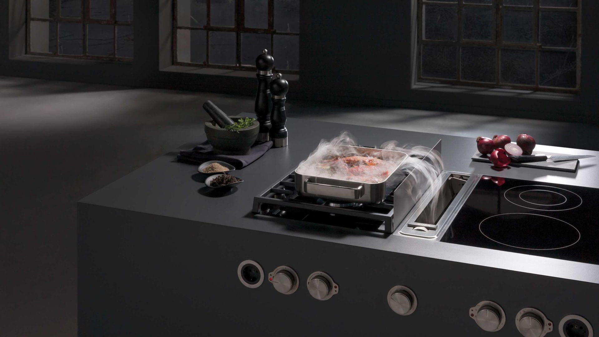 Bora Dunstabzug in freistehender Kücheninsel