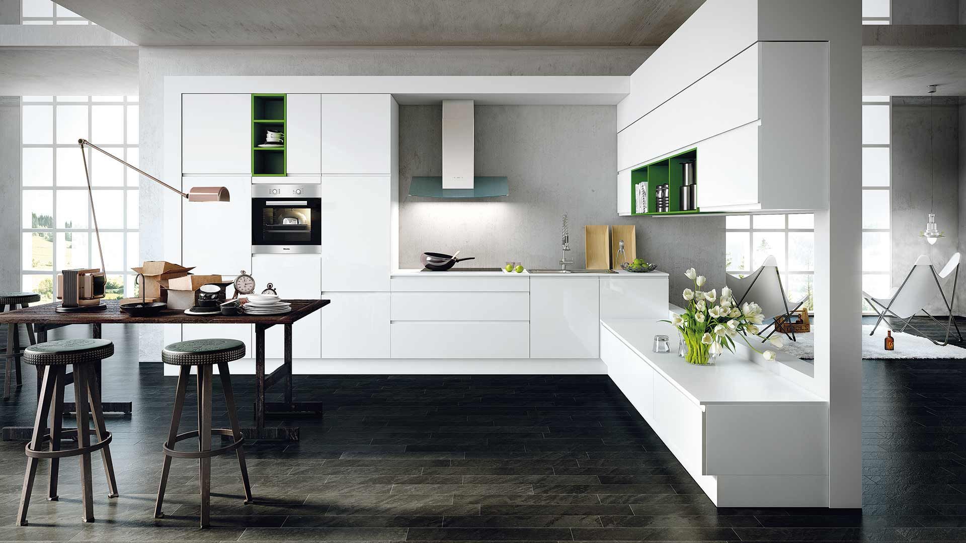 L-förmige weiße Küche von Contur