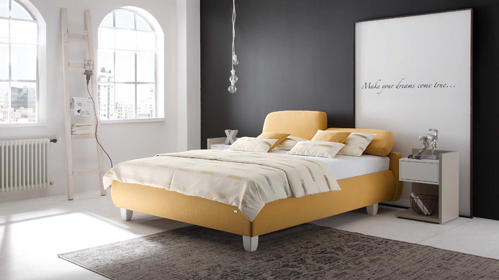 gelbes Doppelbett von Ruf