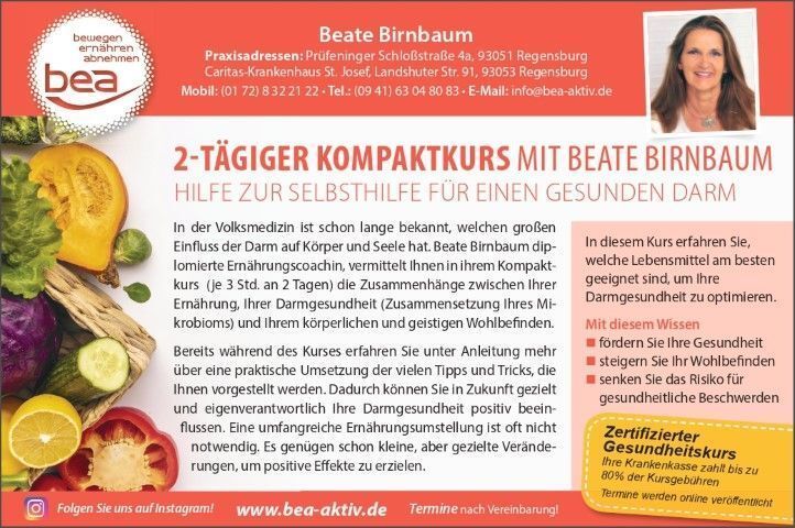 Ein Poster mit dem Bild einer Frau und Gemüse darauf, Bea aktiv