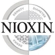 El logotipo de nioxin muestra la densidad y el diámetro del producto.