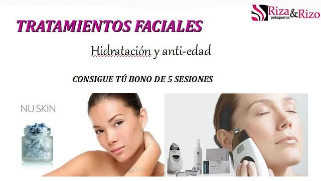 Una mujer recibe un tratamiento facial de Nu Skin.