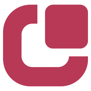 Kastanienbraunes, stilisiertes C-förmiges Logo mit einem abgerundeten Quadrat oben rechts
