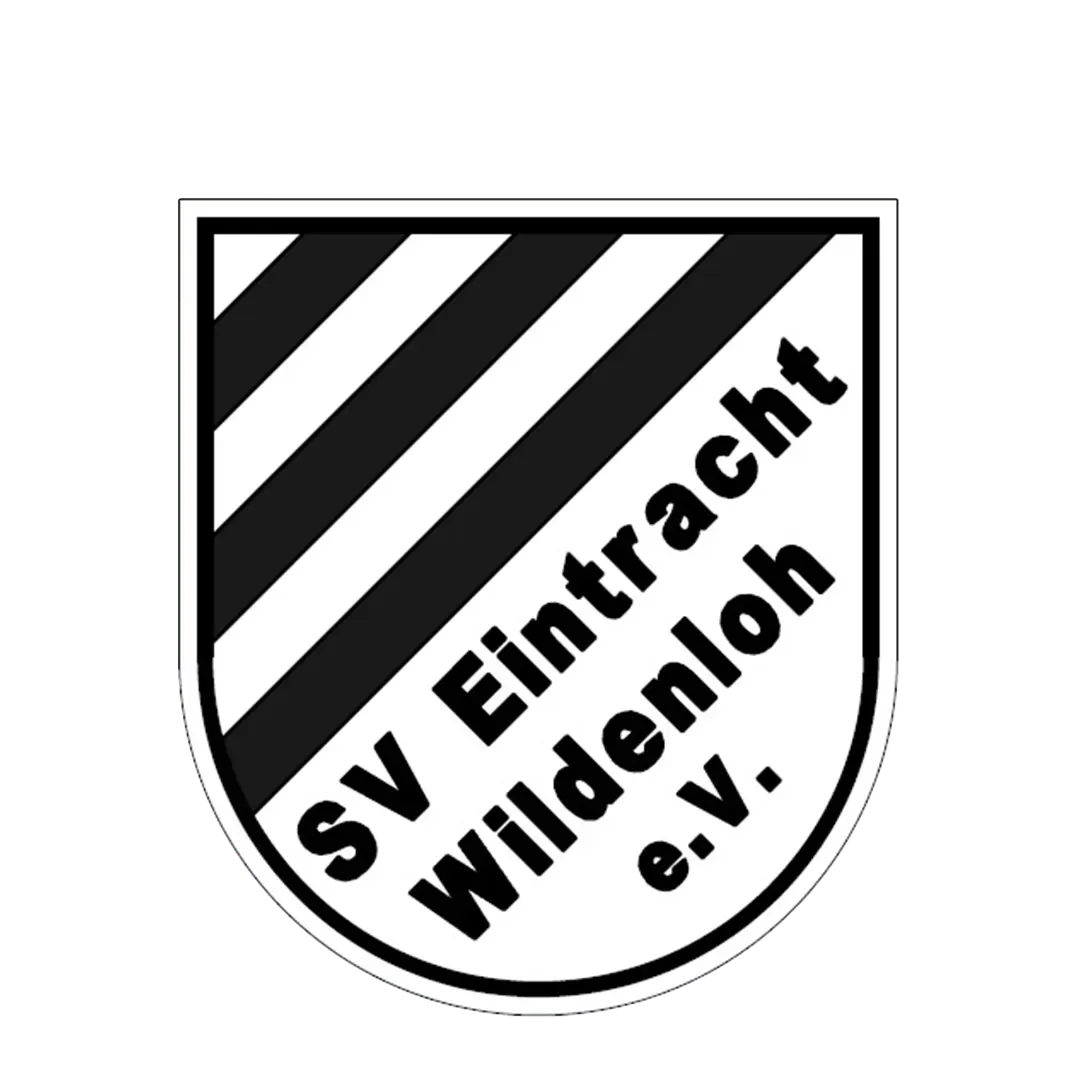 Schwarz-weißes Schildlogo mit der Aufschrift „SV Eintracht Wildenloh e.V.“