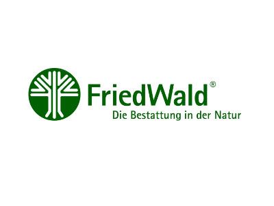 Green FriedWald logo with a tree emblem and the German tagline “Die Bestattung in der Natur”