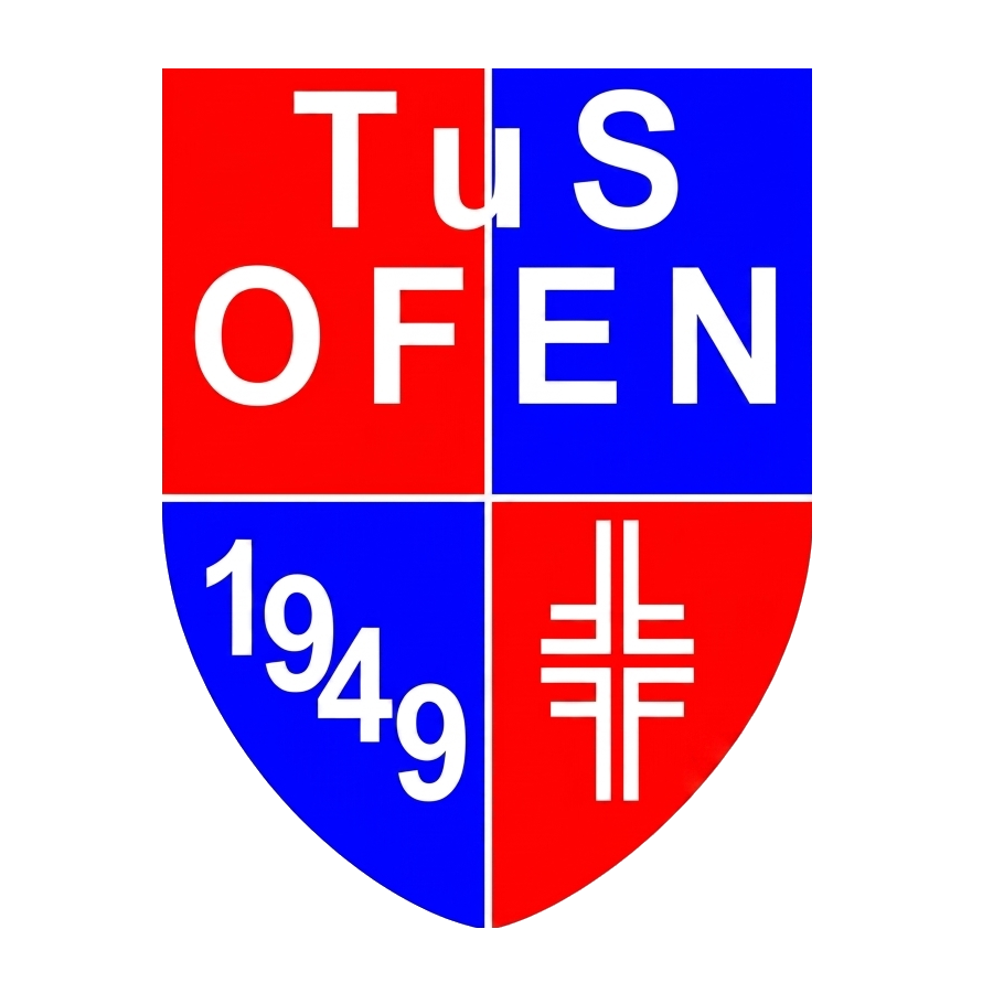 TuS OFEN-Vereinswappen in Rot, Blau und Weiß mit Schild und dem Text „1949“