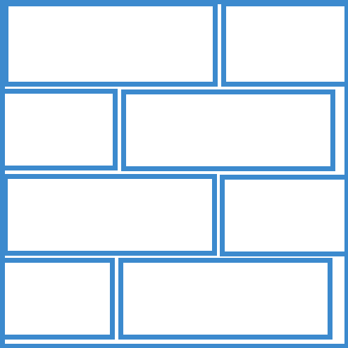 Schéma pose décalée droite façon mur de briques