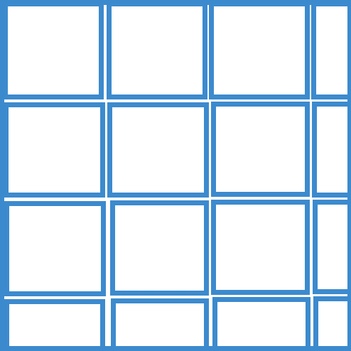 Schéma pose droite, carrés posés les uns à coté des autres