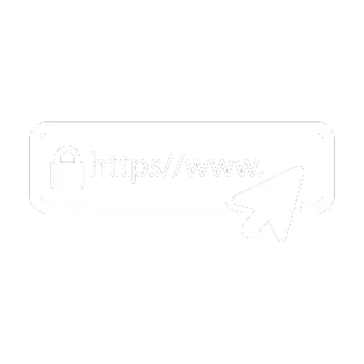 Una pegatina blanca con un puntero que apunta al sitio web.