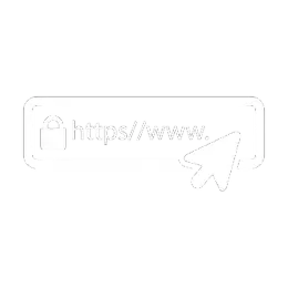 Una pegatina blanca con un puntero que apunta al sitio web.