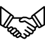 Icono de apretón de manos, que muestra dos manos unidas.