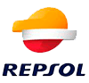 El logo de repsol es naranja, rojo y blanco.