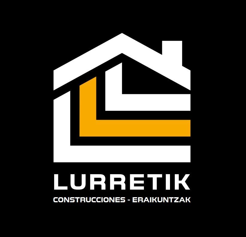 Un logotipo para una empresa constructora con una casa sobre un fondo negro.