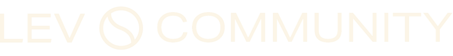 LEVO COMMUNITY logo in pale gold text on a white background