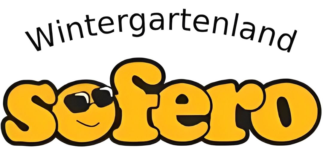 Logo mit dem Text „Wintergartenland“ über „sofero“ in Gelb mit Sonnenbrille und einem Lächeln.
