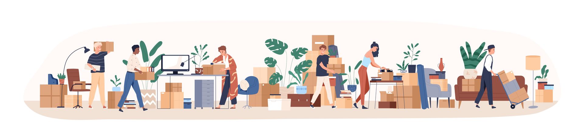 Dessin d'un déménagement de bureaux